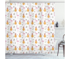 Tropical Animal Pineapples Shower Curtain