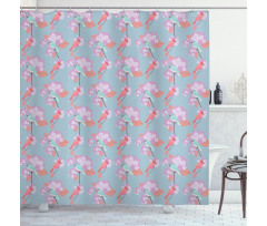 Sparrows Resting Branches Shower Curtain