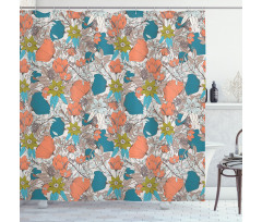 Tulips Poppy and Foliage Shower Curtain