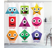 Shapes with Funny Faces Shower Curtain