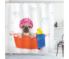 Dog Having a Bath Tub Shower Curtain