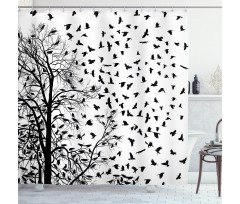 Flying Birds Tree Shower Curtain