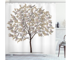 Surreal Money Leafy Tree Shower Curtain