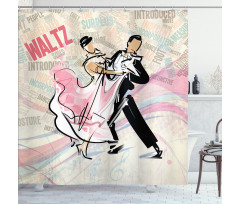 Romantic Dancing Couple Words Shower Curtain