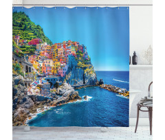 Colorful Houses on Hill Shower Curtain