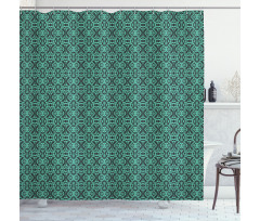 Baroque Style Foliage Motif Shower Curtain