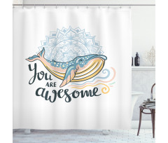 Whale Waves Pastel Shower Curtain