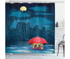 Cartoon Animal under Rain Shower Curtain