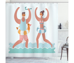Beach Vibes with Swim Ring Shower Curtain