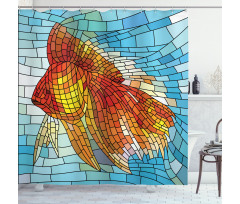 Stained Glass Mosaic Fish Art Shower Curtain
