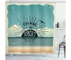 Typographic Chase the Sunset Shower Curtain