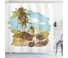 Vintage Scooter in Jungle Shower Curtain