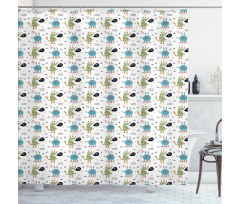 Funky Monsters and Creatures Shower Curtain