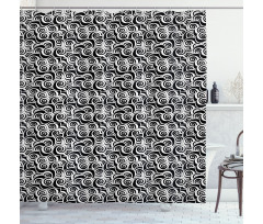 Monochrome Swirled Vortex Shower Curtain