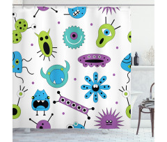 Colorful Monster Design Virus Shower Curtain