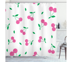 Cherries with Smiling Faces Shower Curtain