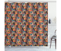 Colorful Cats Holding Hearts Shower Curtain