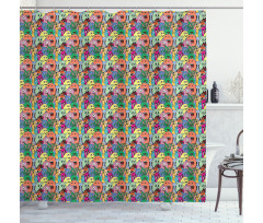 Cartoon Monsters Childish Shower Curtain