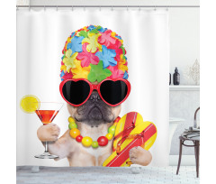 Cocktail Exotic Bulldog Pet Shower Curtain