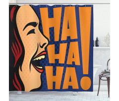 Cartoon Style Woman Laughing Shower Curtain