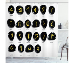 Phoenician Alphabet on Stones Shower Curtain