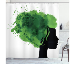 Tree Bushes Green Hair Shower Curtain