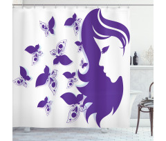 Butterflies and a Lady Shower Curtain