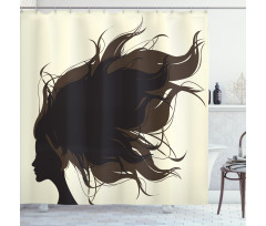Fuzzy Hair Silhouette Shower Curtain