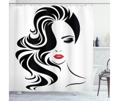 Red Lipstick and Waves Shower Curtain