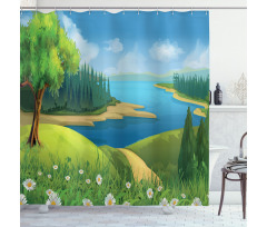 Cartoon Landscape Pattern Shower Curtain