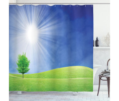 Sun Rays with Lonely Tree Shower Curtain