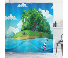 Aquatic Seascape Pattern Shower Curtain