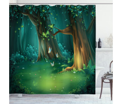 Trees and Butterflies Scenic Shower Curtain