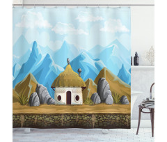 Hut in the Mountains Asia Shower Curtain