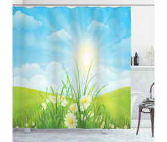 Floral Meadow Illustration Shower Curtain