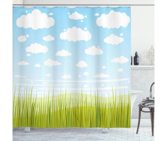 Grass and Clouds Landscape Shower Curtain