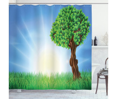 Foliage Leaves Lonely Tree Shower Curtain