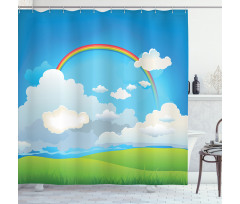 Rainbow and Lonely Tree Hills Shower Curtain