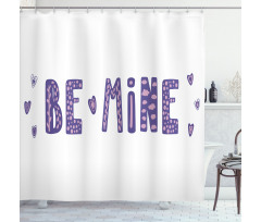 Typographic Text and Hearts Shower Curtain