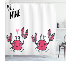 Funky Crab Couple and Heart Shower Curtain