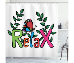 Phrase Butterfly and Leaves Shower Curtain