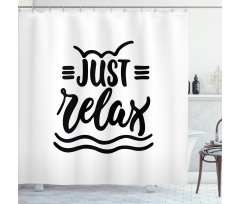 Calligraphic Just Relax Text Shower Curtain