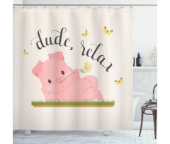Pot Belly Pink Piglet Shower Curtain
