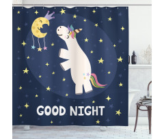 Unicorn with Rainbow Hair Shower Curtain