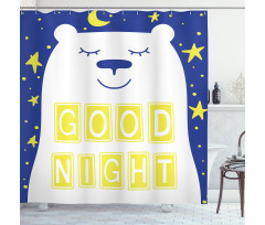 Polar Bear Night Text Shower Curtain