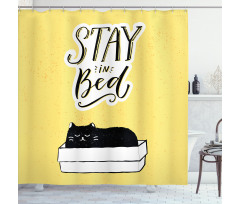 Sleepy Black Cat in a Box Shower Curtain