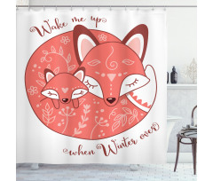 Sleeping Baby Fox and Mother Shower Curtain