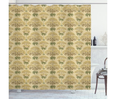 Retro Flowers and Leaves Shower Curtain