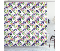 Garden Blooming Tiny Orchids Shower Curtain