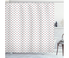 Hearts Built-in Pomegranate Shower Curtain